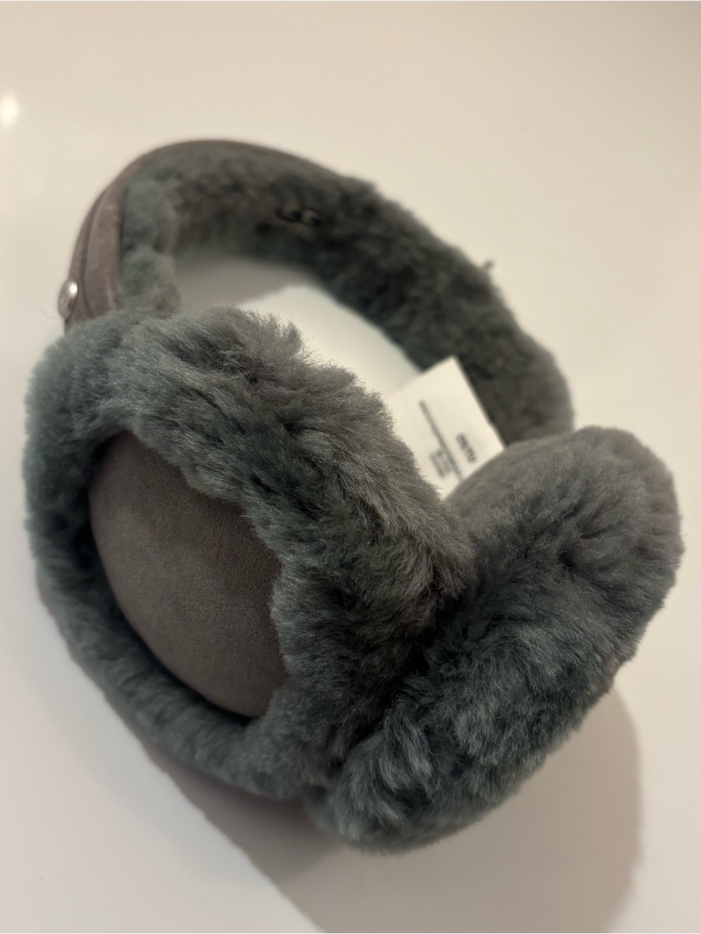 UGG Classic Grey Authentic Shearling Suede Leather Earmuffs